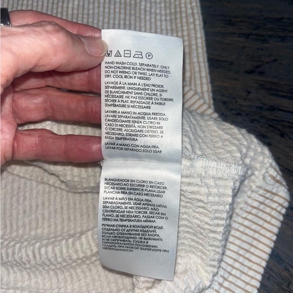 Club Monaco Textured Striped Dress – White & Khaki – XS - Picture 10 of 15